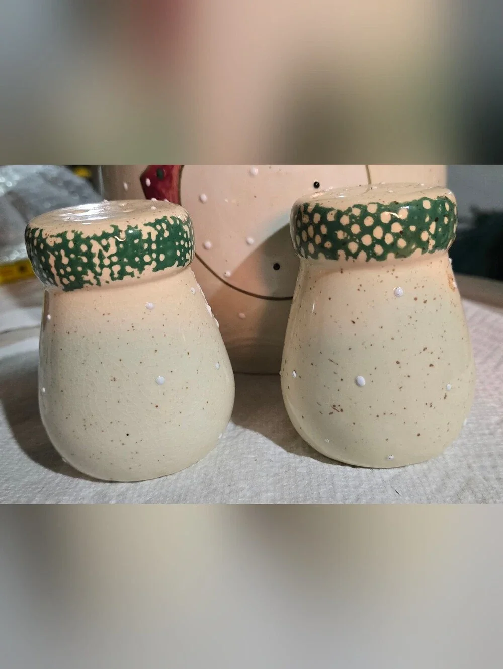 Snowman Stoneware Cookie Jar With Salt And Pepper Shakers